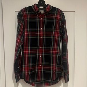 J. Crew Men’s Small Classic Red and Black Plaid Button Down Shirt